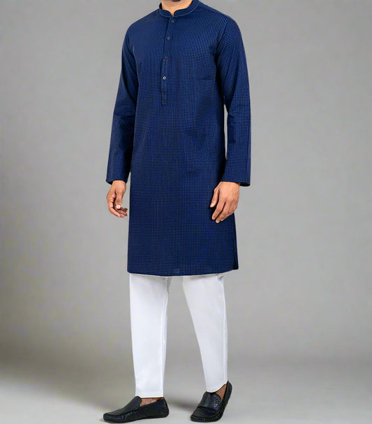 Men's Blue Color Slim Fit Panjabi/Kurta