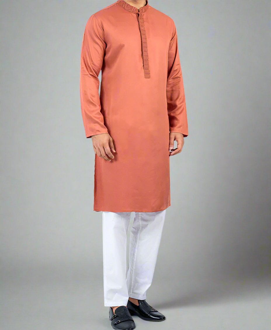 Men's Classic Deep Orange color panjabi/kurta